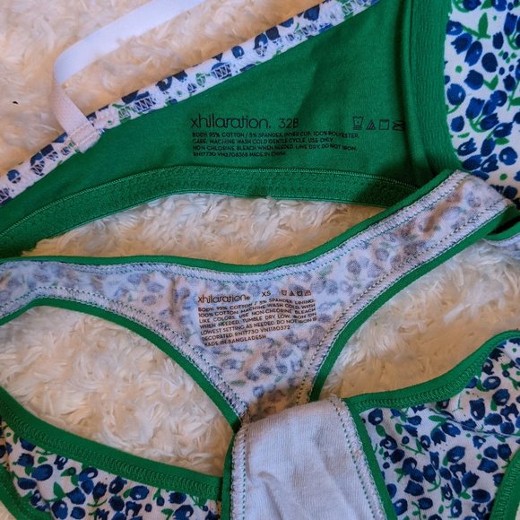 [2/$40] NWOT (32B) - xhilaration GREEN/FLORAL Bra Set - Picture 3 of 3